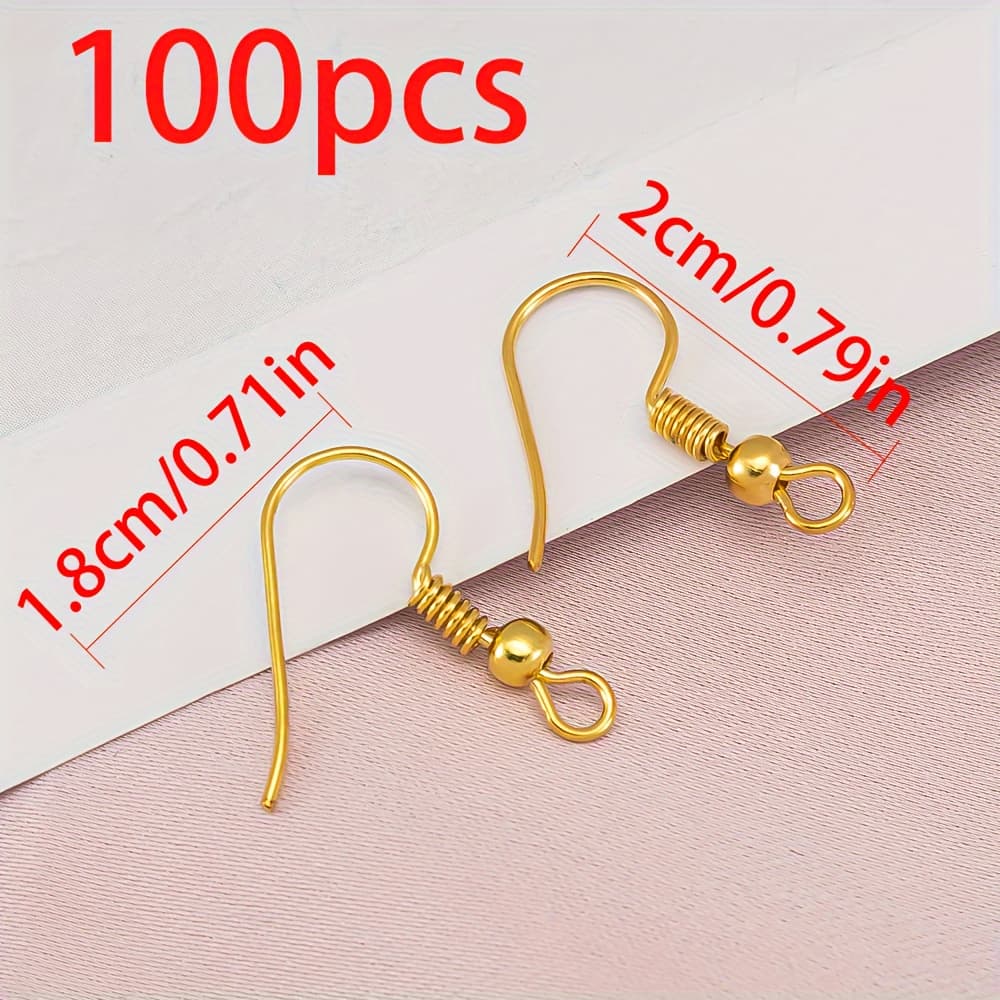 TEMU 100 Metal Earring Hooks, Earrings, Studs, With Rings For Hanging Pendants, Earring Hooks, Hypoallergenic Jewelry Additions