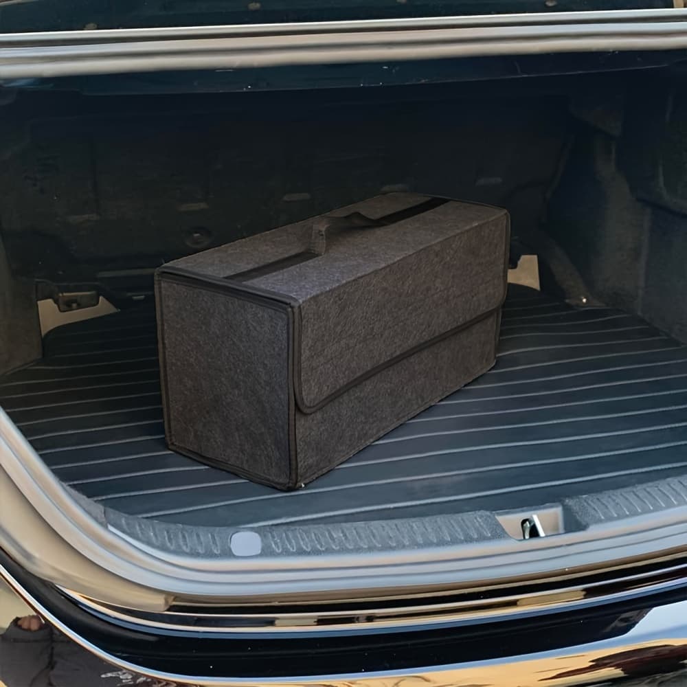 TEMU 1pc Large Capacity Foldable Car Trunk Organizer, Durable Storage Bag With Reinforced Handles For Vehicle Interior Organization, Trunk Storage Organizer