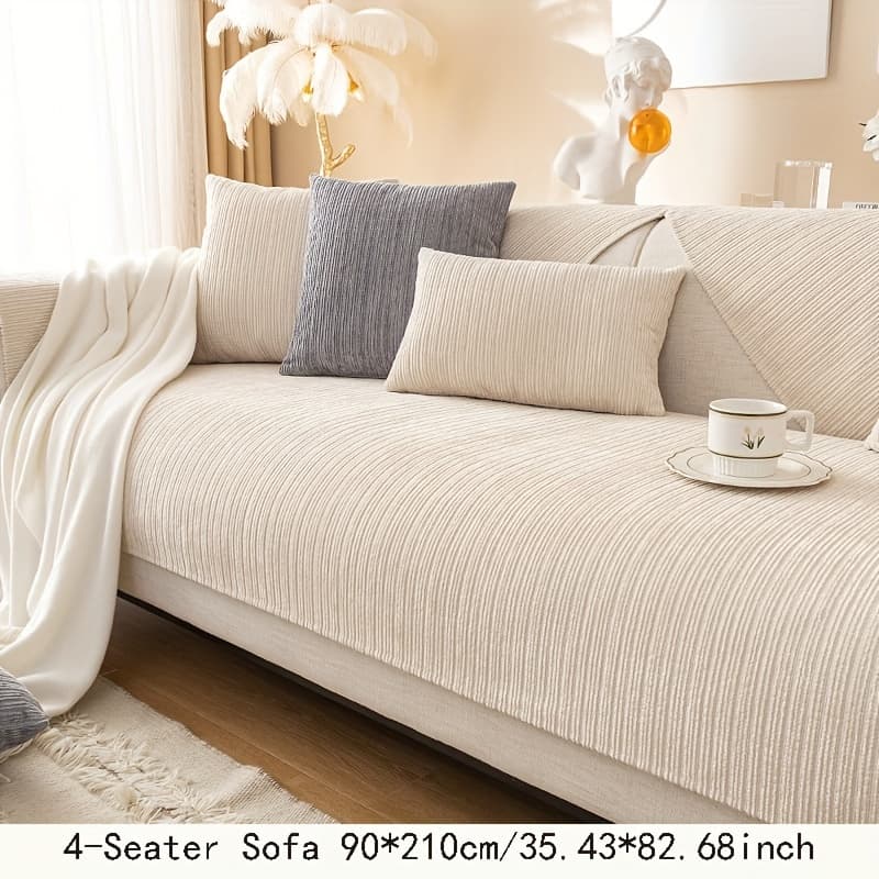 TEMU 1pc Sofa Cover, Contemporary Style, Polyester 100%, Chenille Fabric, Jacquard Weaving, Active Printing, Machine Washable, Hand Washable, Pet Friendly, Anti-slip,