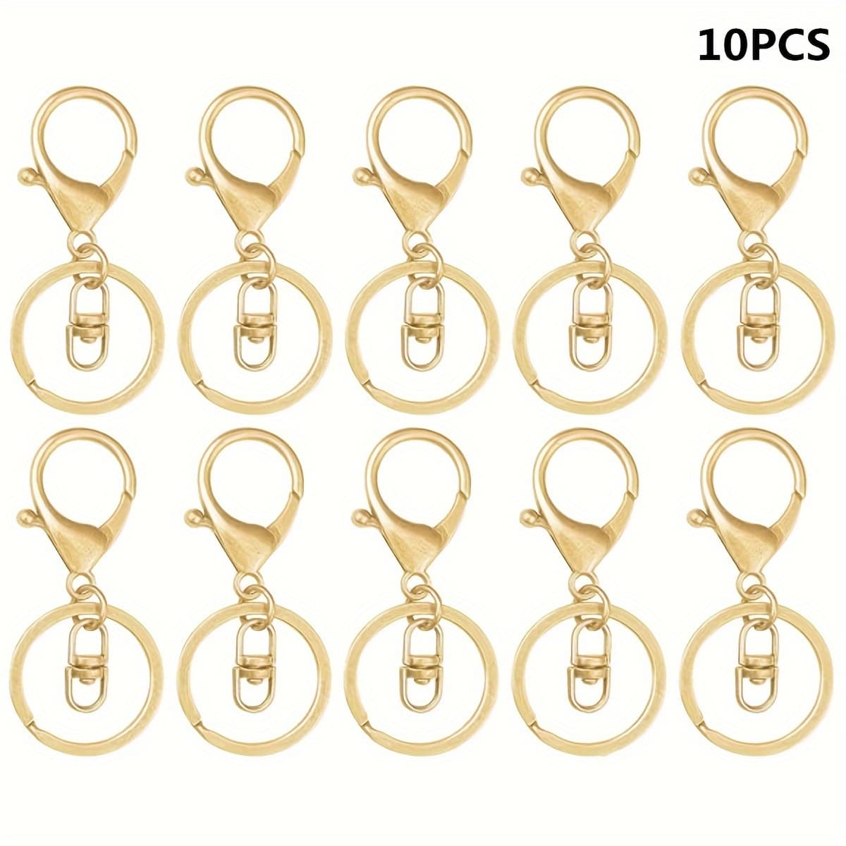 TEMU 10pcs Swivel Hook Lobster Trigger Swivel Hook Clip Key Ring Ring Key Strap Flat Split Ring Claw Keychain For Keychain Diy Women Valentine's Day Gift