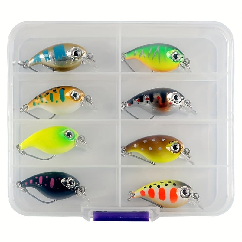 TEMU 8pcs Lure Fishing Bait, Micro Floating Artificial Minnow Rocker Mini Lure Set For Sea Fishing