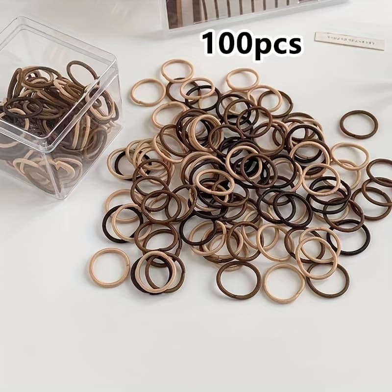 TEMU Minimalist Coffee Thumb Ring Small Leather Band Cute Hair Tie Suitable For Small Amount Of Hair