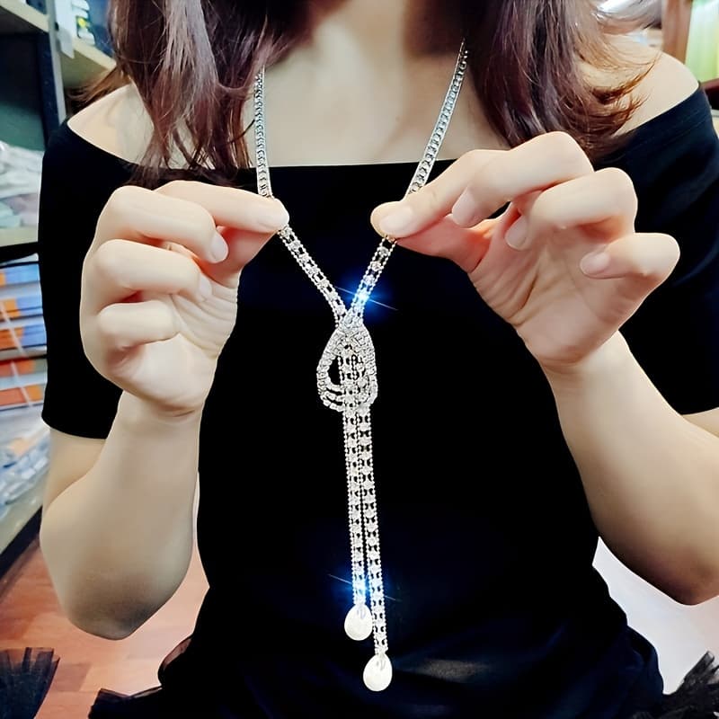 TEMU Fashionable Versatile Claw Chain Water Drop Sweater Chain Women's Long Necklace Accessory