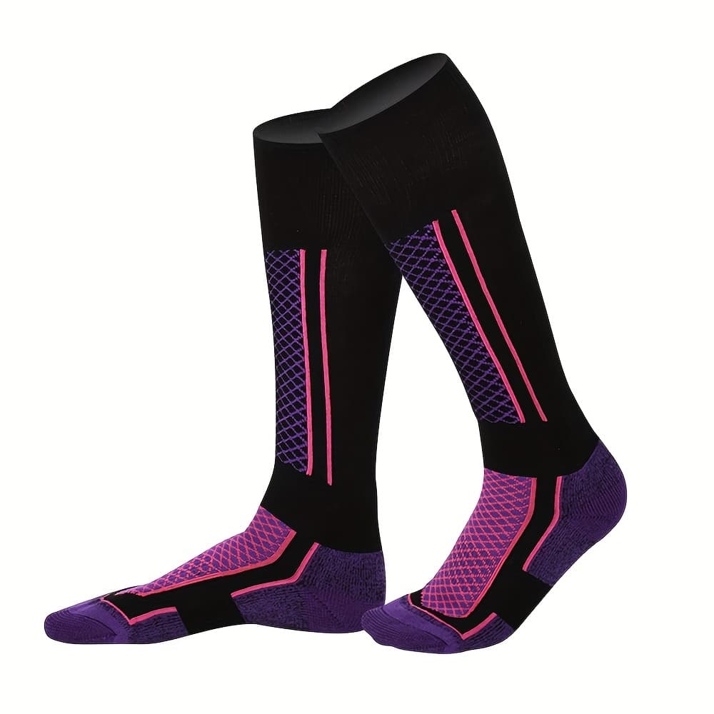TEMU 1 Pair Men Women Winter Thick Warm Breathable Ski Socks Outdoor Sports Hiking Long Socks