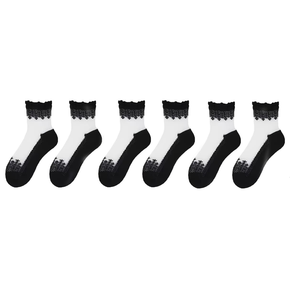 TEMU 6-pair Women's -bottom Bubble Toe Glass Fiber Stockings