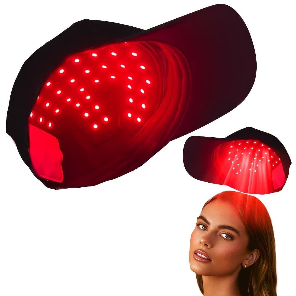 TEMU Red , Featuring Red Light Led Bulbs 850nm Infrared And 440nm Blue Light 660nm Red Light, Black Hat Unisex Design. 4 Ideal For Home Use , Outdoor[father's Day Gifts]