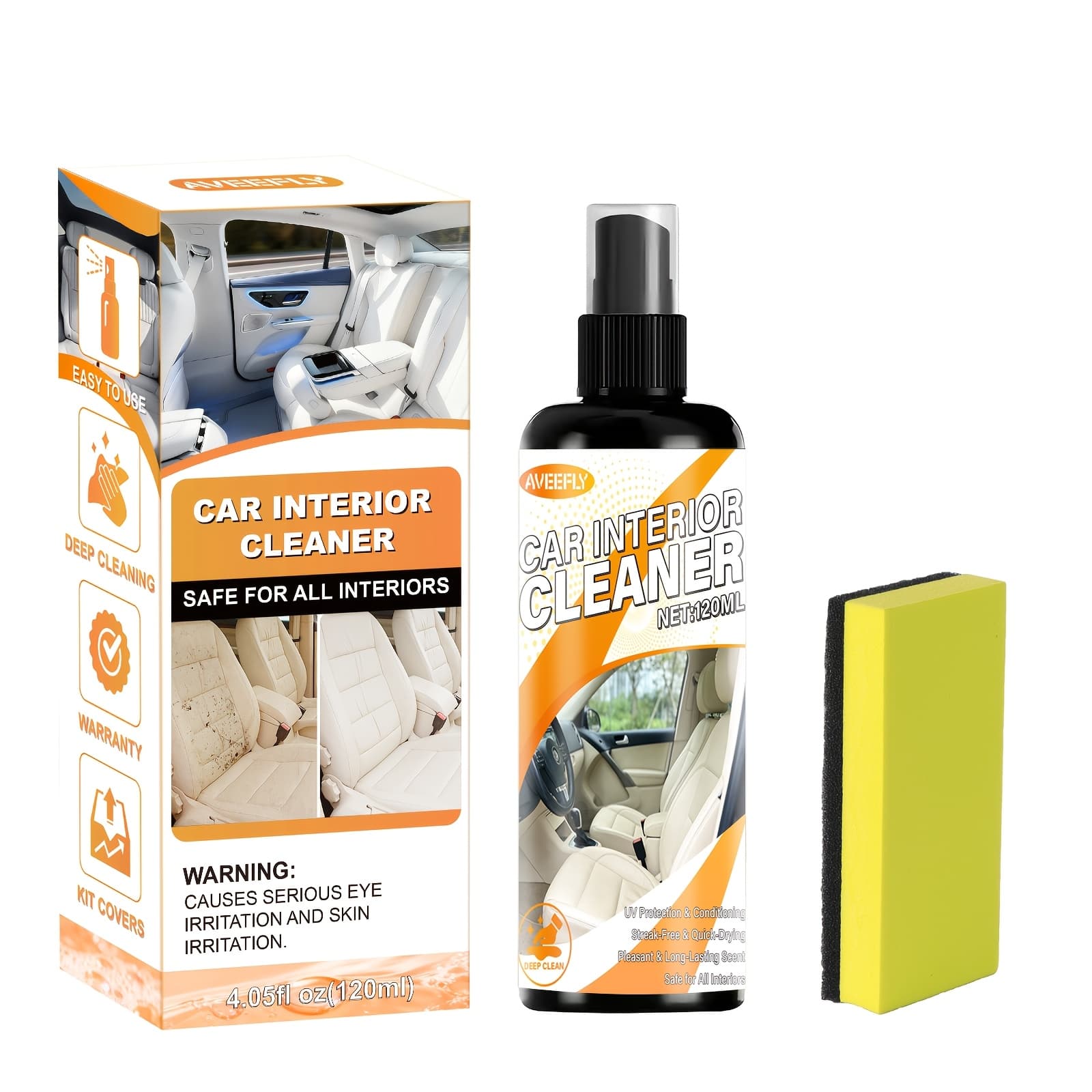 TEMU Professional Car Interior Foam Spray - 4oz, Mild For Seat And Ceiling Coverings, Interior Refurbishment Solution, Vehicle Maintenance , Durable Bottle, , Quick Refurbishment.
