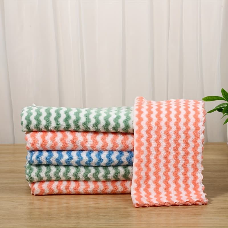 TEMU 10pcs Ultra- Fleece Microfiber Dish Cloths - Super Absorbent, Reusable & Machine Washable Cleaning Towels For Kitchen, Bathroom & Car