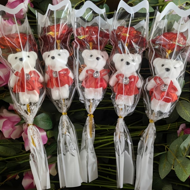 TEMU A Set Of 10 Color-shifting Roses Along With A Teddy Bear, Perfect For Gifting To Women On Occasions Like , Birthdays, Or For Wedding Decor