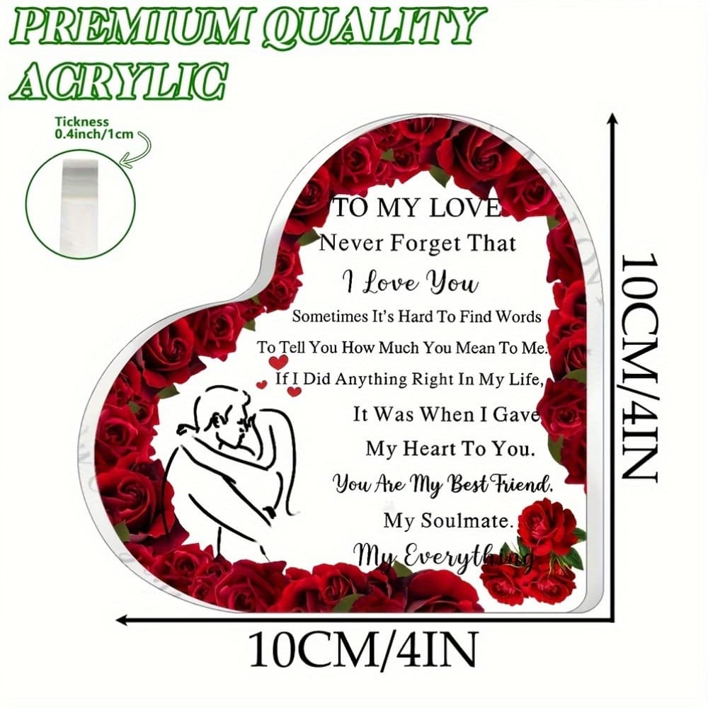 TEMU [2d Flat] [] Heart-shaped Acrylic Keepsake Decor Gift - Romantic Gift For Girlfriend Boyfriend, Anniversary, Birthday, Valentines Day Present - Unique, - For Women Christmas/valentine's Day Gift