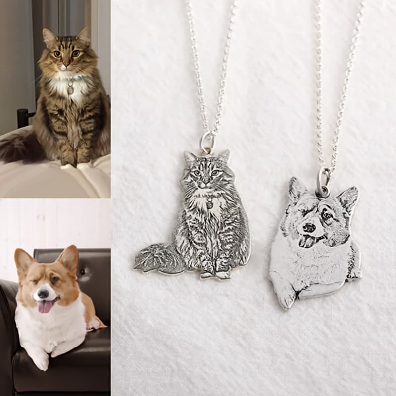 TEMU Customized Personalized Laser Customized 304 304 304 304 Stainless Steel Pet Photo Graffiti Engraving Name Dog Tag Necklace Pendant