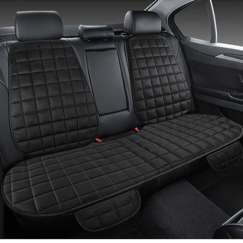 TEMU Plush Car Seat Cushion With Backrest And Breathable Protective Pad, Suitable For Car Interiors And Rear Seat Support.