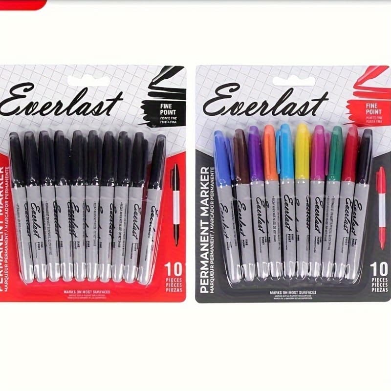 TEMU 20pcs Fresh Fine Tip Permanent Marker Set, Durable And Quick-drying, Long-lasting, Ideal For Classroom, Office, Colorful Writing, Drawing, And Art Projects With And Black Pens.