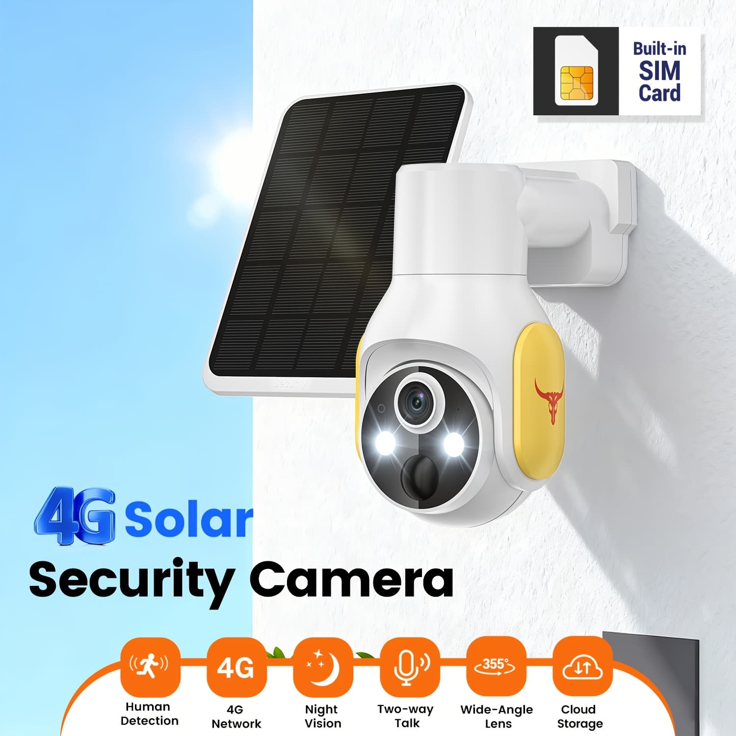 TEMU Solar Security Camera, 1080p Wireless Outdoor Cam With Ai Human Detection, Color Night Vision, Wide-angle Lens, Cloud Storage, 2-way Talk, Battery Powered, Smart Surveillance System, 4g/5g