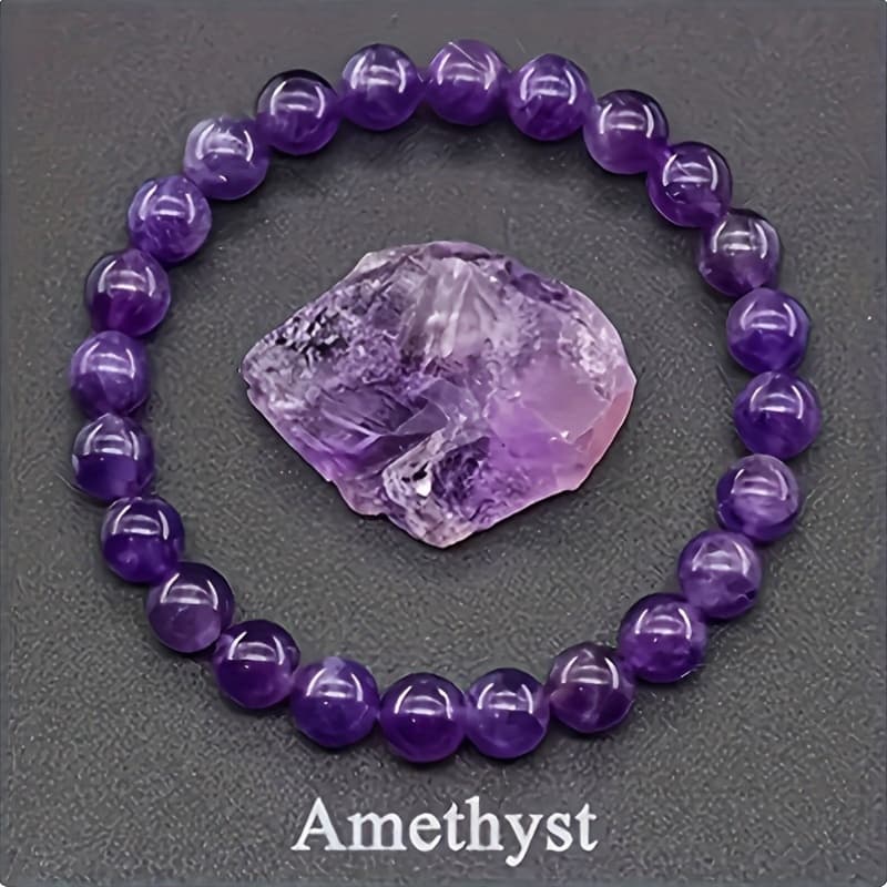 TEMU 1 Elegant Lavender Amethyst Beaded Bracelet, Fashionable Minimalist Accessory, No Power Or Battery Needed, , Casual Jewelry | | Natural Stone Bracelet, Lavender Jewelry