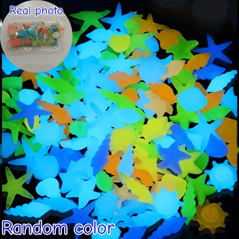 TEMU 100pcs -dark Resin Aquarium Scenery Stones, Resin Material, , Beach Party, Small High-brightness Aquarium Landscape Luminous Stones Random Color