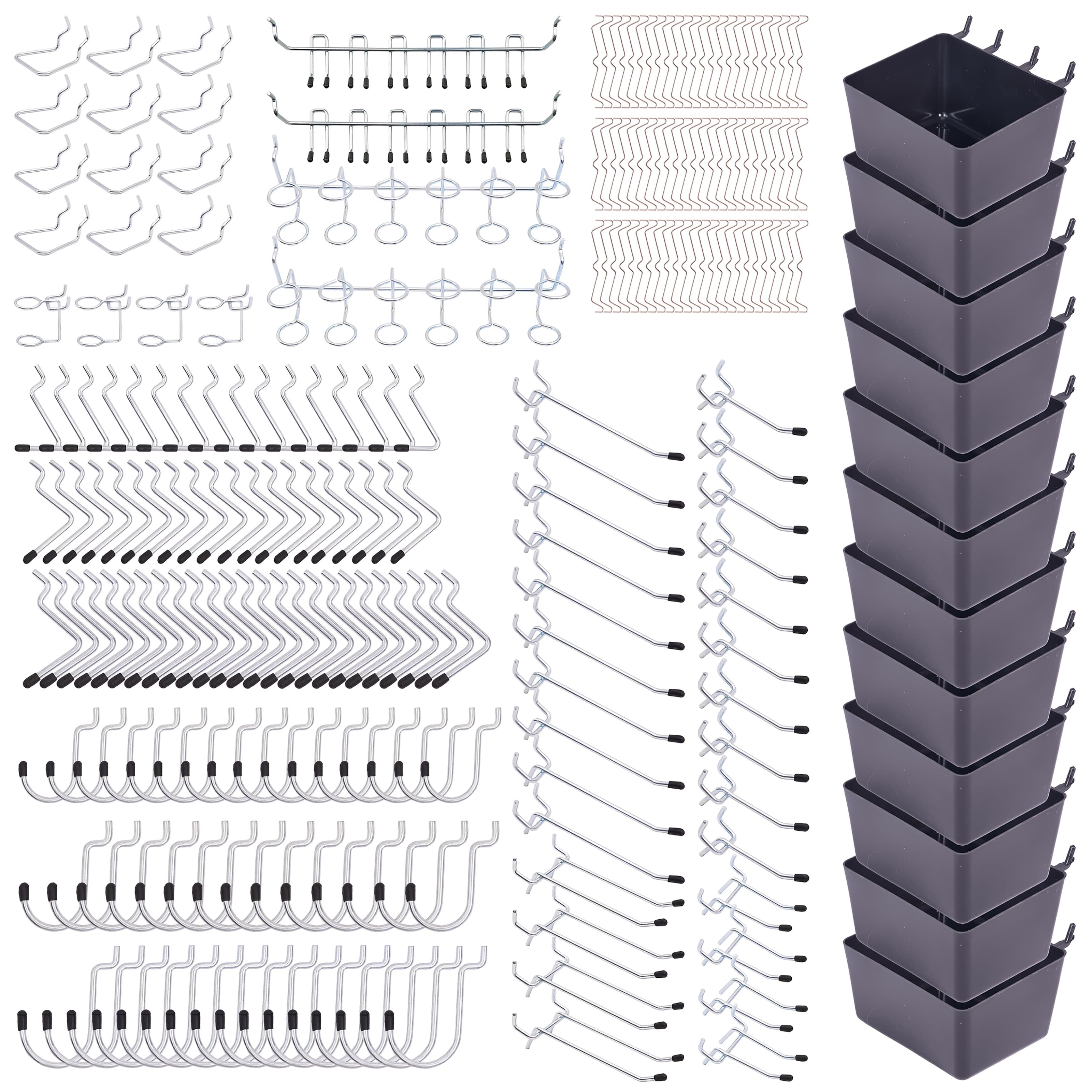 TEMU 278pcs Pegboard Additions Organizer Kit, Peg Board Hooks Set With Bins For Organizing Tools, 1/8 And 1/4 Inch Pegboard Hooks Assortment For Hanging Storage, Garage Wall Attachments