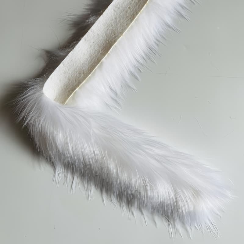 TEMU 1pc Faux Raccoon Fur Lace Trim - 39.37inch Pre-cut, Hand Washable For Diy Crafts, Collar Accents, Stage Costumes & Christmas Decorations