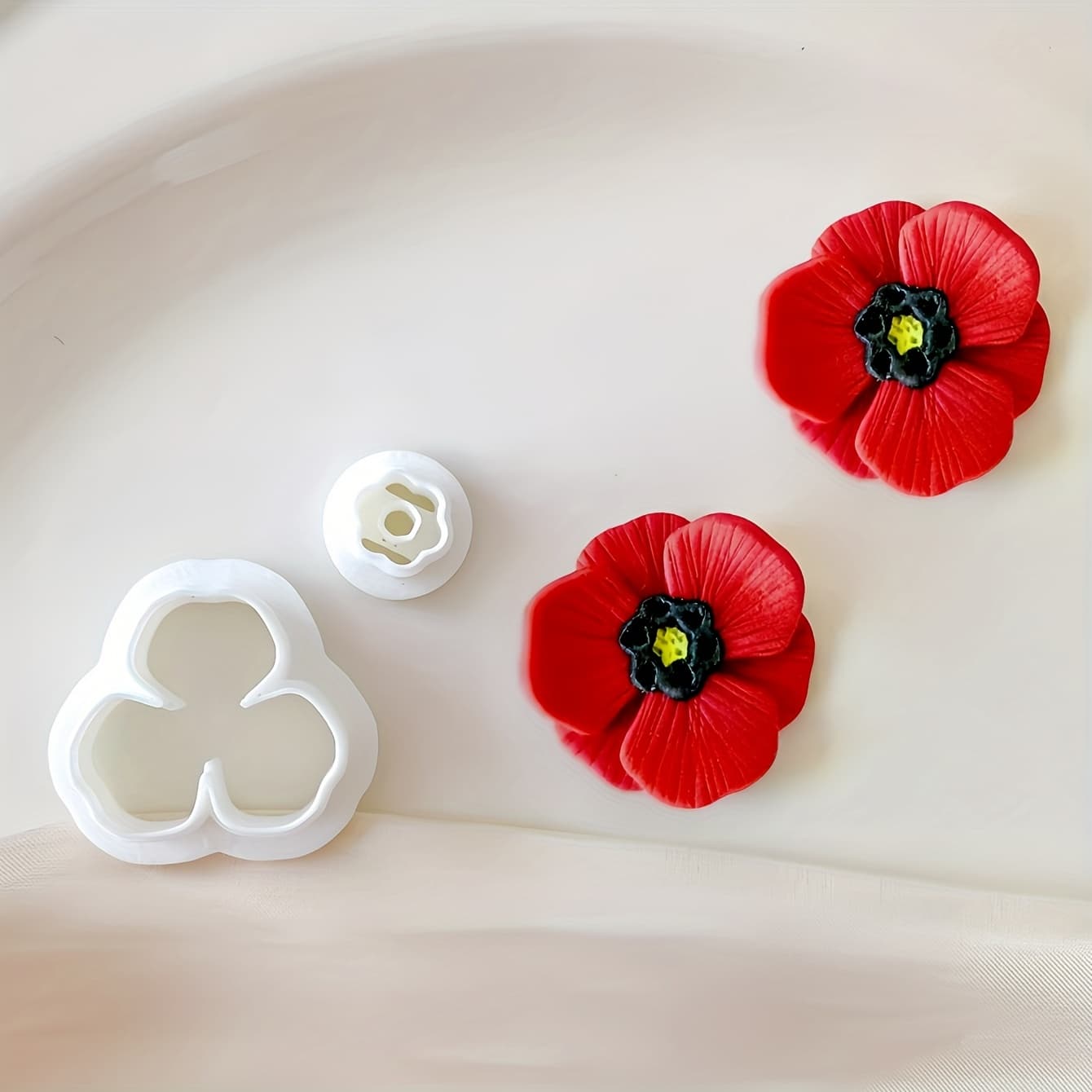 TEMU 2pcs Jewelry Making Kit Poppy Polymer Clay Cutters For Earrings Making Clay Tools Floral Cutter Flower Clay Jewelry