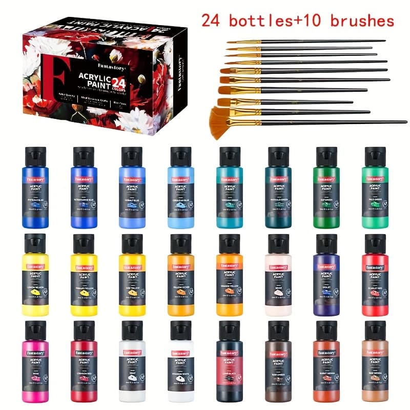 TEMU 24/36 Fantastory Acrylic Paint Set, (2oz/60ml), Professional Craft Paint, Art Supplies Kit For Adults, Halloween, Christmas Autumn Decorations