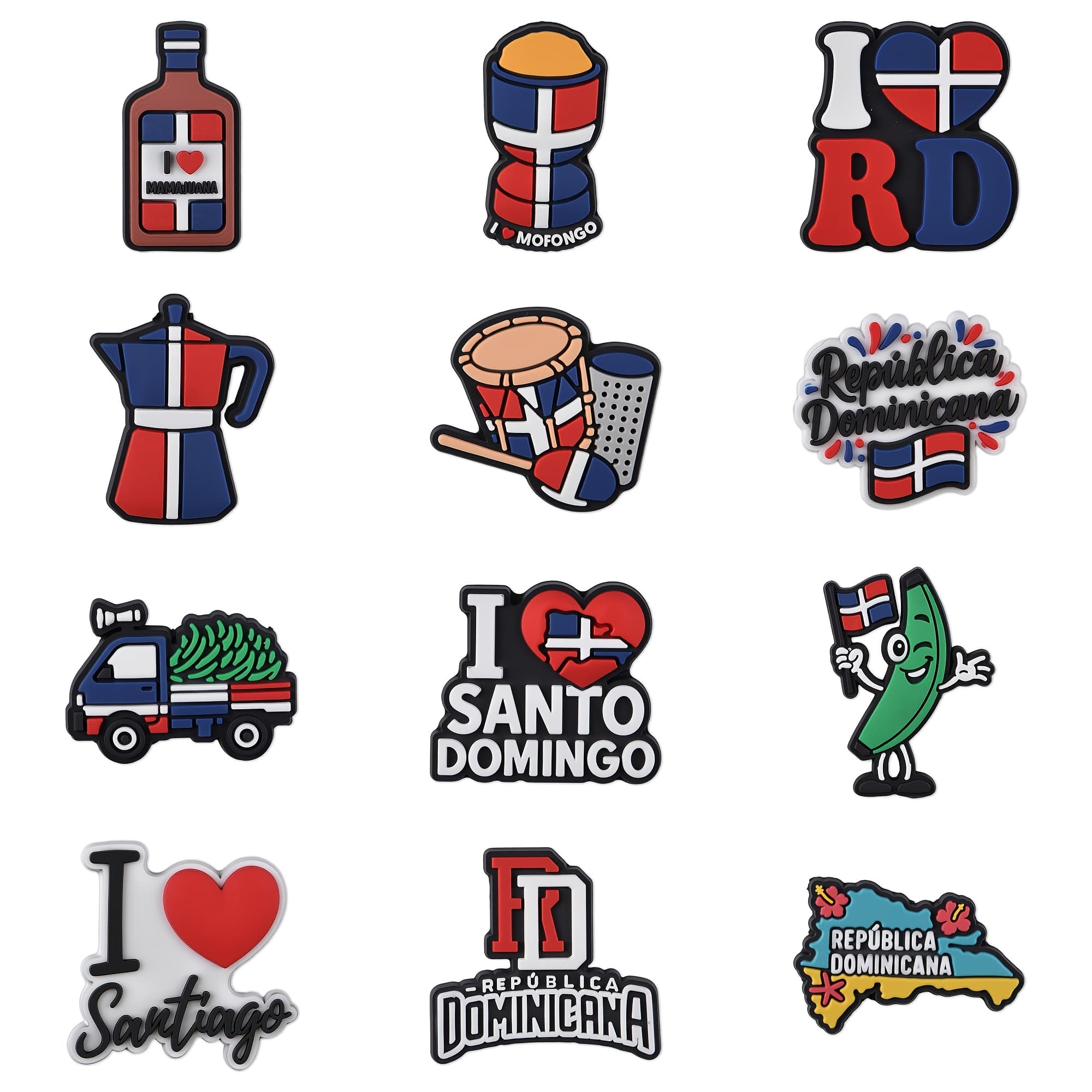 TEMU 12pcs Dominican Flag Shoe Charms & Bracelet Accessories - Dominican-themed Shoe Clips For Women' Sandals, Clogs, Wen Bracelets - Cultural Decoration (12 Charms)