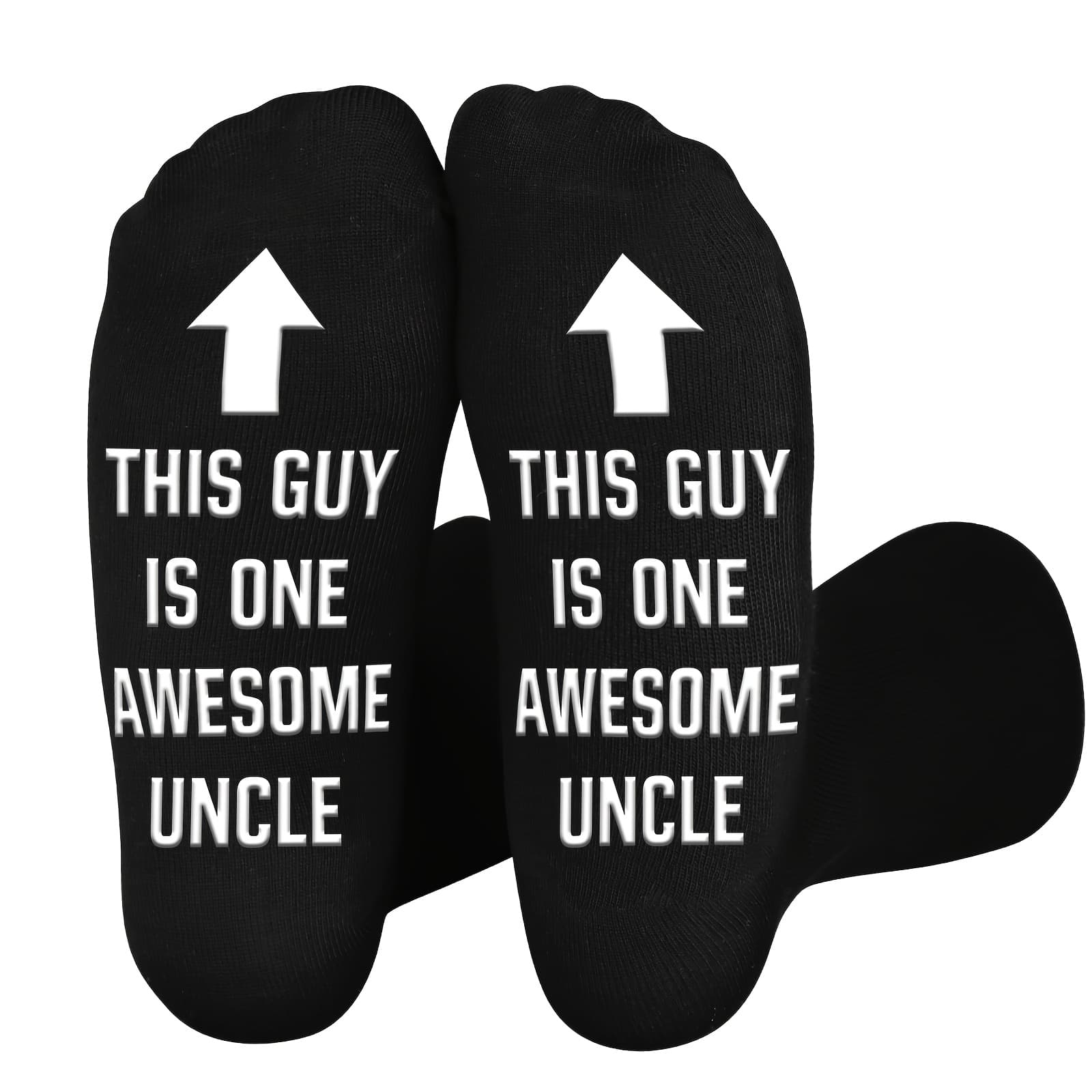 TEMU 1 Pair " Is 1 Awesome Uncle " Gift For Men Novelty Men Socks Mid-calf Socks For Man Gift For Uncle Funny Socks Birthday Gifts For Men Christmas Gifts Men Socks Anti-slip Socks For Man