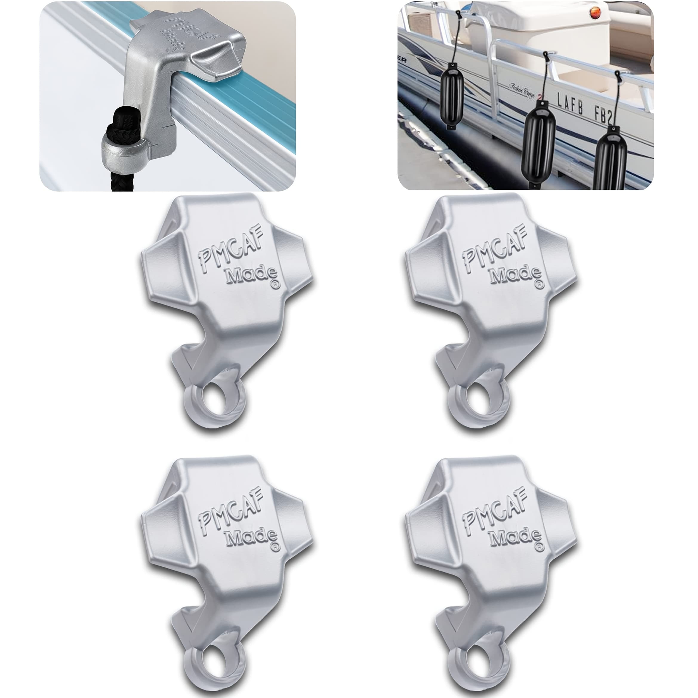 TEMU Pontoon Boat Square Rail Mount, Fender Bumpers Hanger/adjuster/clip For Docking, 4 Pack