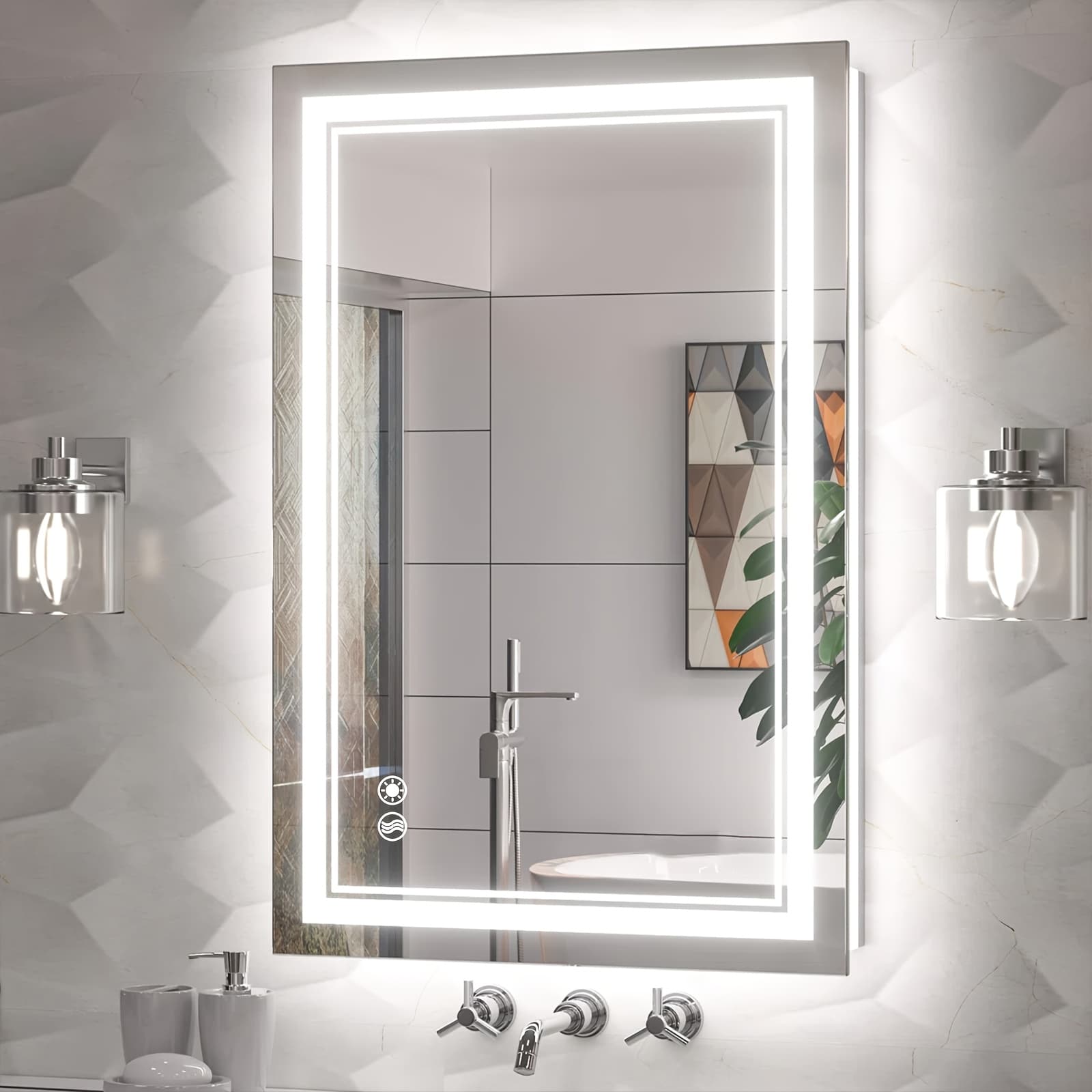 TEMU 24 X 36''-28 X 48''-32 X 40'' Led Mirror For Bathroom Anti-fogging Bathroom Mirror With Led Lights Dimmable 3 Colors Led Bathroom Vanity Mirror Brightness Wall Mounted Horizontal/vertical