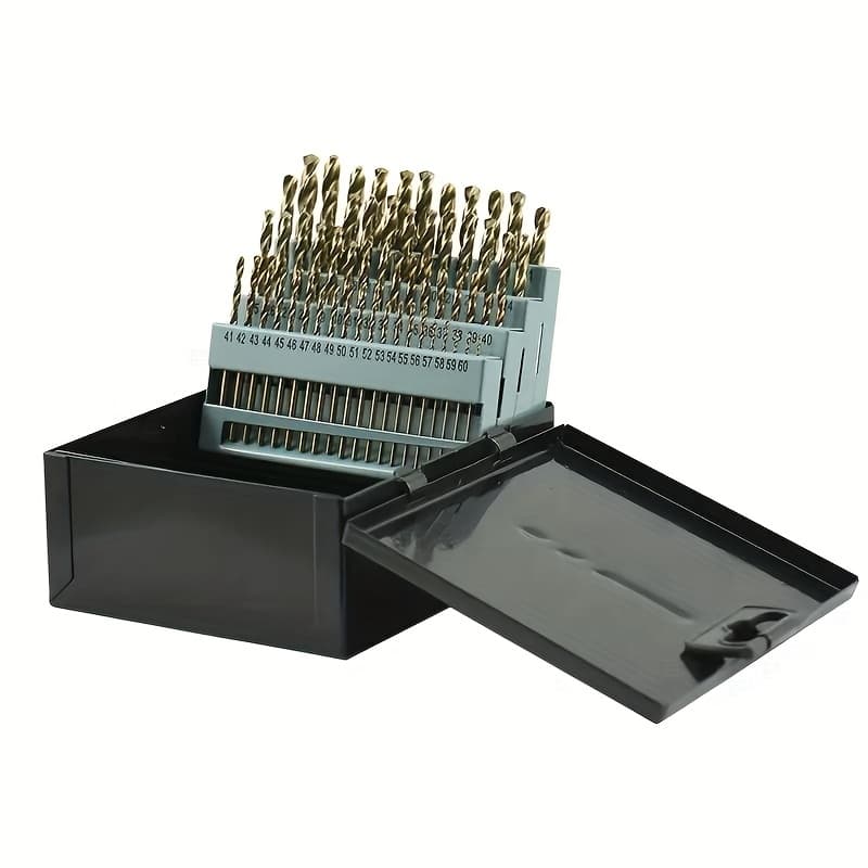 TEMU 60pcs Durable Cobalt Drill Bit Set - Ultra-fast Twist Bits For Metal, Cast, Wood, And Plastic - , Storage Case