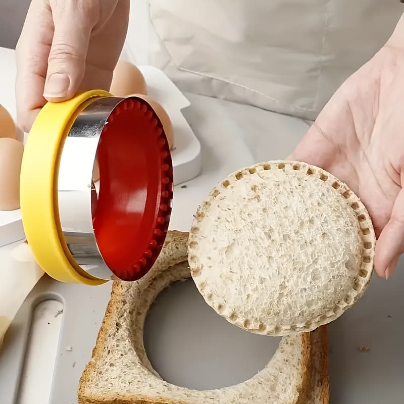 TEMU Versatile Stainless Steel & Plastic Sandwich Cutter - Round & Square Shapes For , Bread, And More - Gadget For Home Baking Father Gift