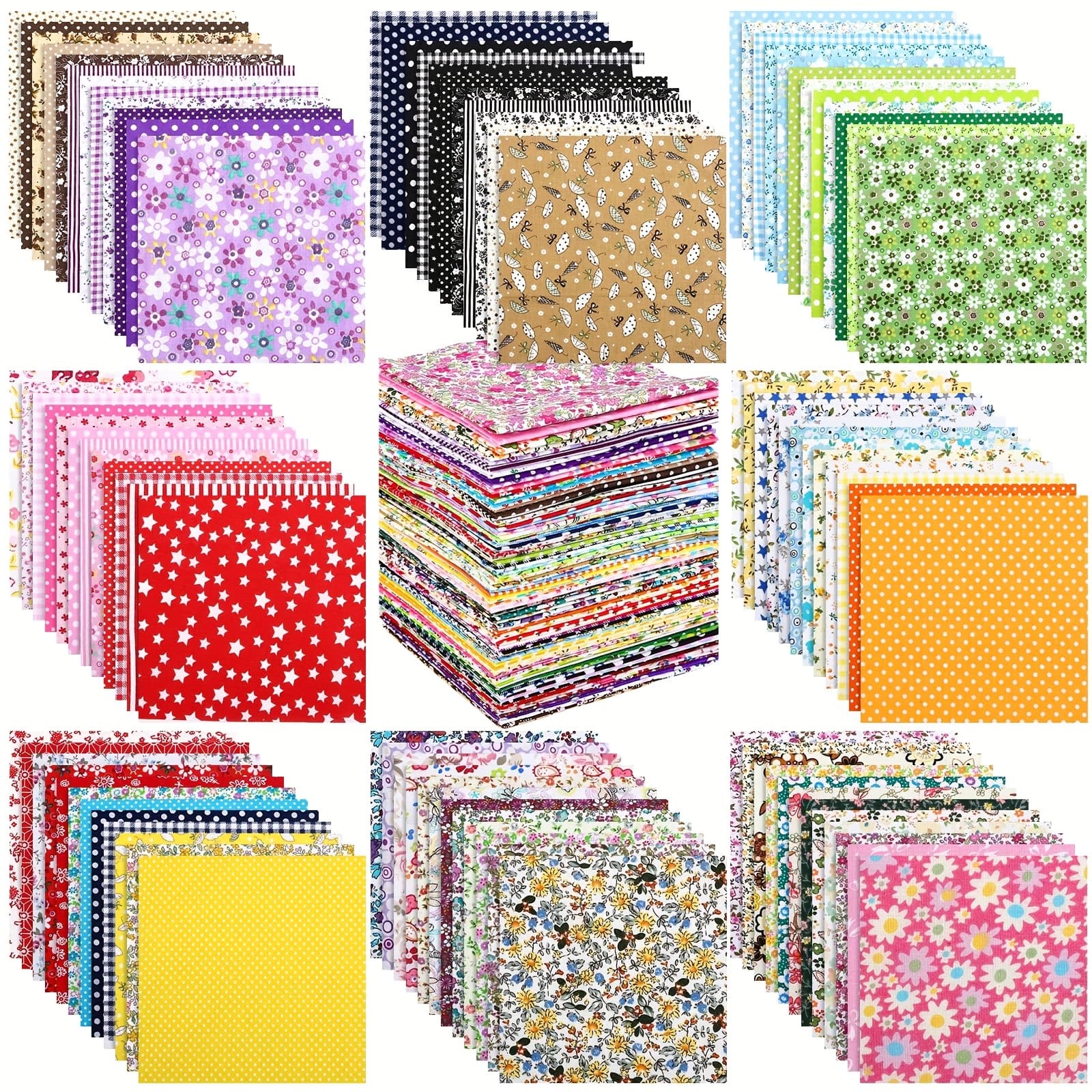 TEMU A Bulk Bundle Of 1500pcs Of 4 X 4 Inch Cotton Fabric Squares Featuring Floral Designs, Ideal For Quilting, Sewing, And Craft Projects
