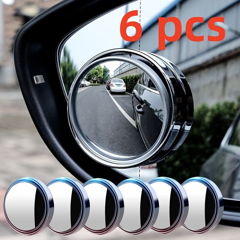TEMU 6pcs Car Blind Spot Mirrors | 360° Adjustable Wide Angle Rearview Mirrors For Reversing And Parking, Hd Glass, Universal Vehicles