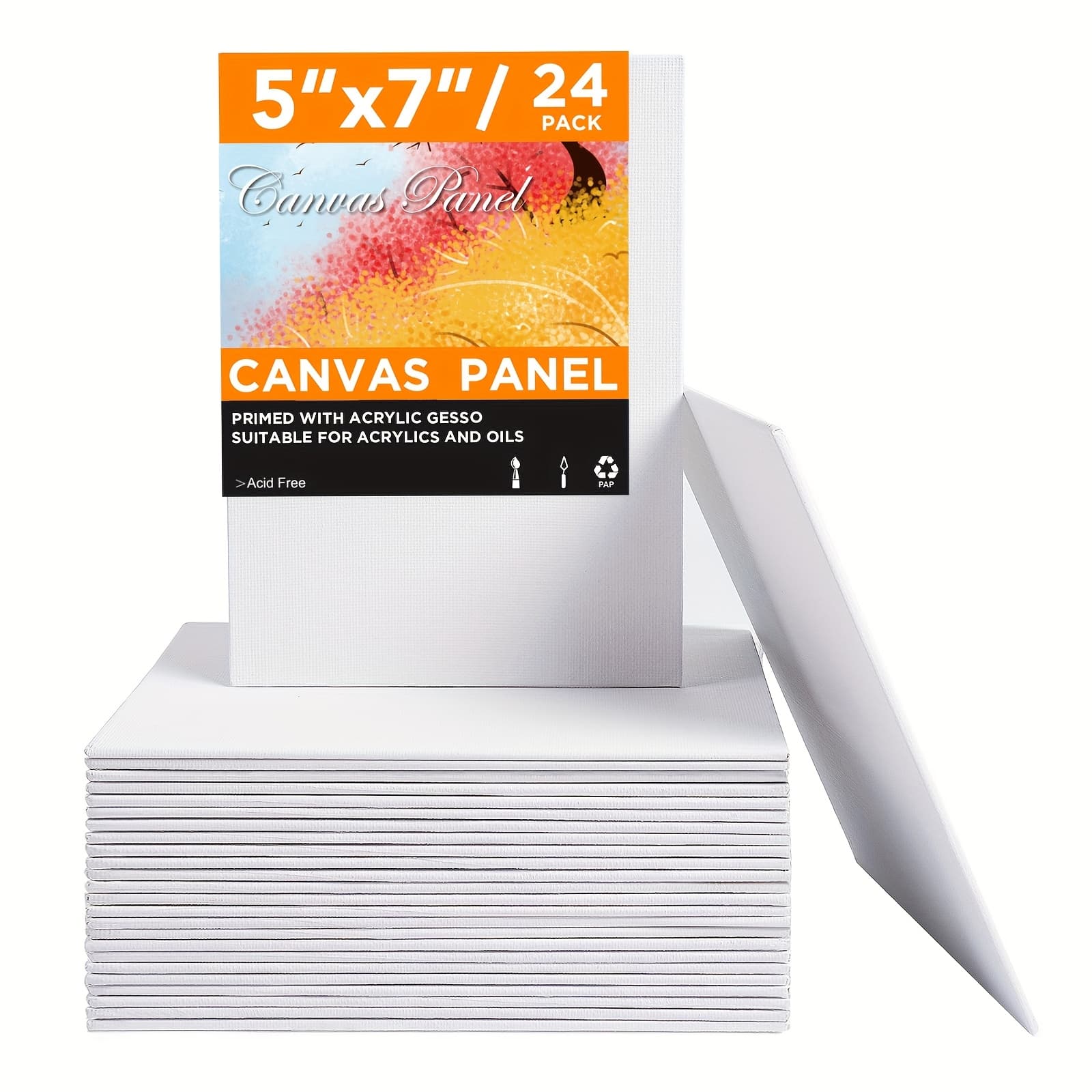 TEMU Canvas Boards, Pack Of 12//14/24, 5 X 7 Inch, 6 × 6 Inch Boards, White Blank Canvas, Art Canvas For Acrylic Oil And Watercolor Paintings