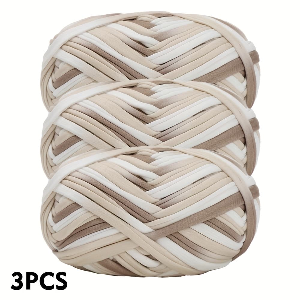 TEMU 3pcs Set Of Thick Cloth Strips Elastic Colored Yarn Combination, Suitable For Crochet Slippers, Blankets, Basket Weaving Projects, Crochet And Knitting