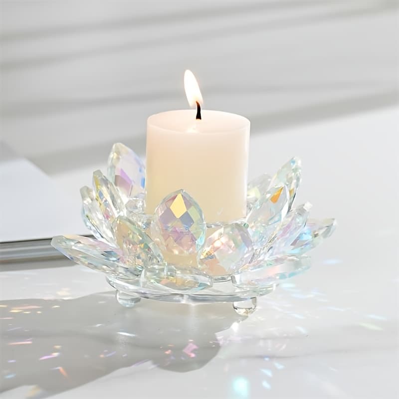 TEMU Elegant Polished Candlestick, Theme Tabletop Decor, Middle Eastern Style Crystal Centerpiece For Party And Photo Lighting