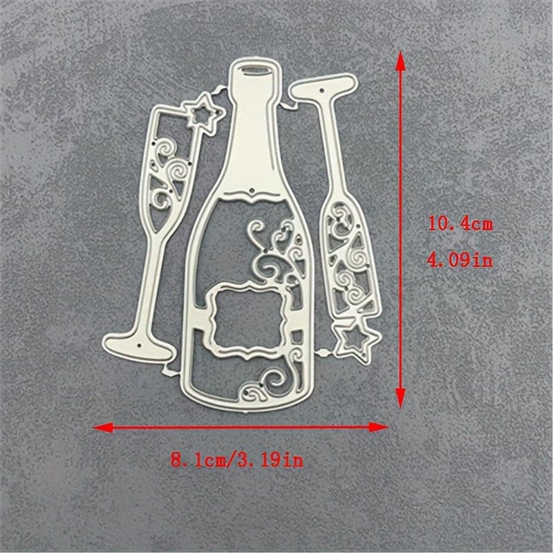 TEMU 3pcs Wine Bottle Cupmetal Stencil Mold Cutting Dies Decoration Die Cuts Album Paper Craft Embossing Card Crafts