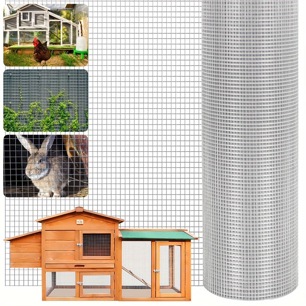 TEMU Hardware Cloth 1/4 Inch Mesh 24 Inch X 50 Foot - 23 Gauge, Double-layer Galvanized Welded Wire Fence Roll