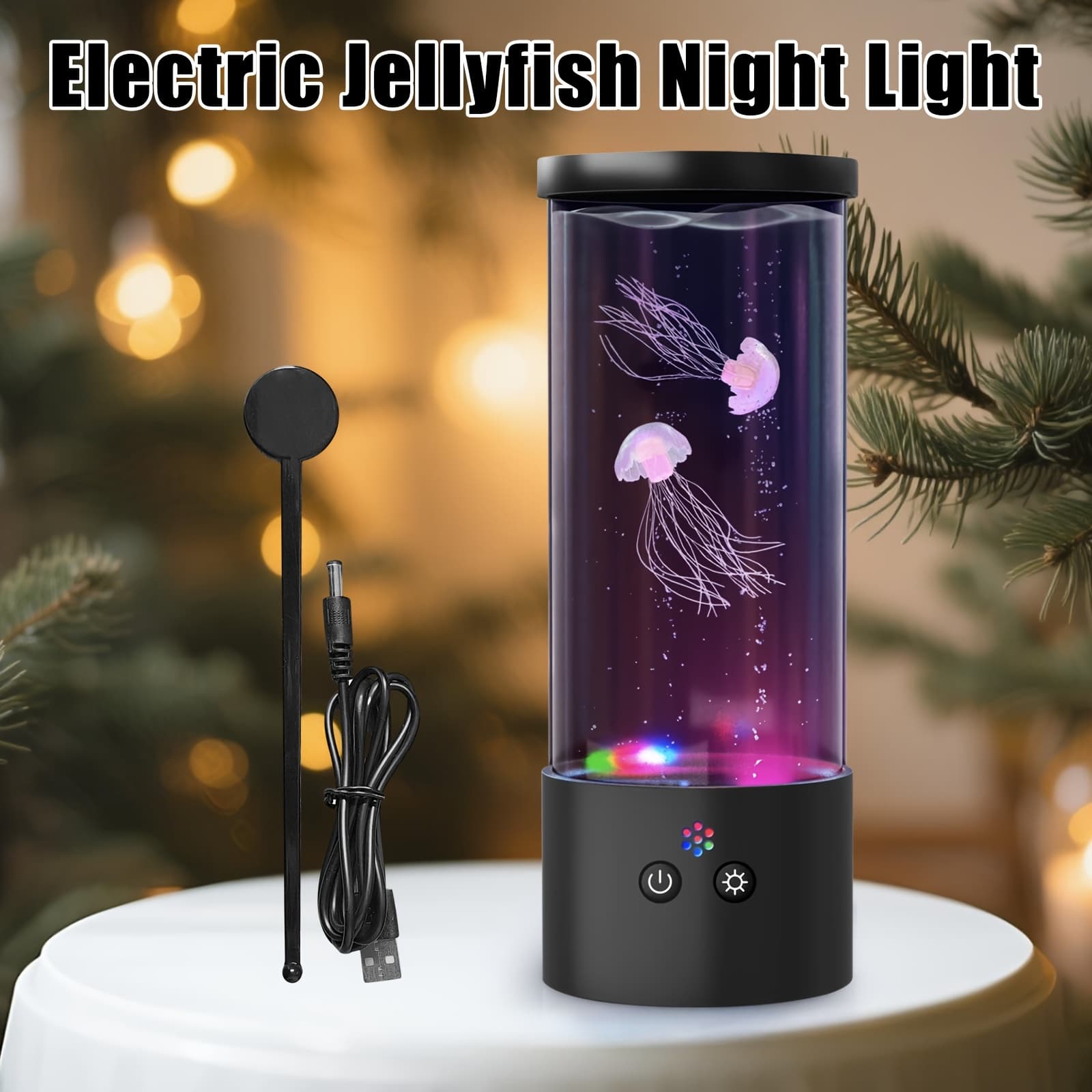 TEMU 1pack Jellyfish Light, Aquarium Light, Color-changing Atmosphere Night Light, Suitable For Living Rooms, Family Bedrooms, Table Decoration, And Festival Gifts