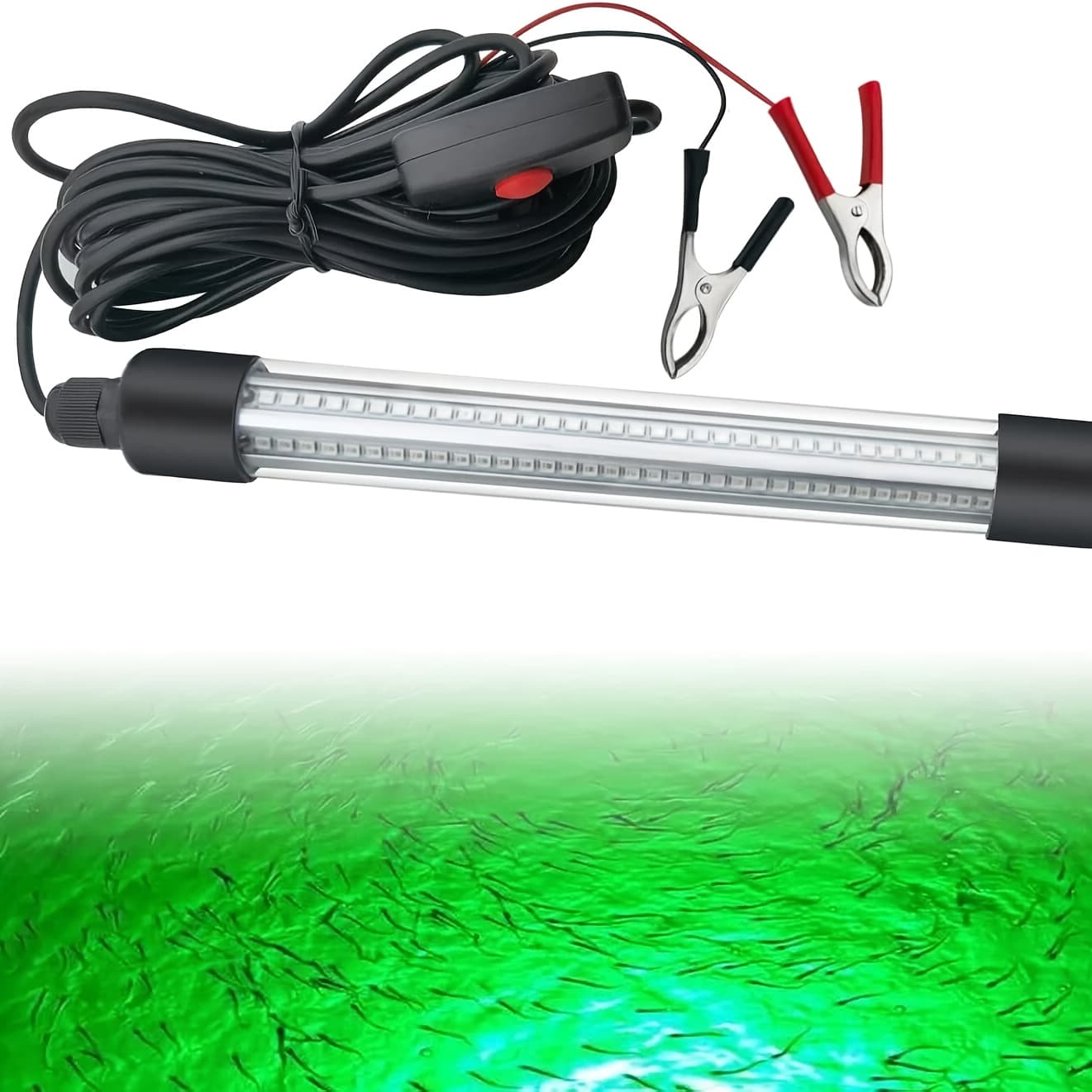TEMU 1pc 50000 Lm Led Submersible Fishing Light For Night Fishing, Usb Lamp For Fish, High Brightness Portable Light In Colors, Holiday Props To Fish, Squid, And , 5m, Without Battery