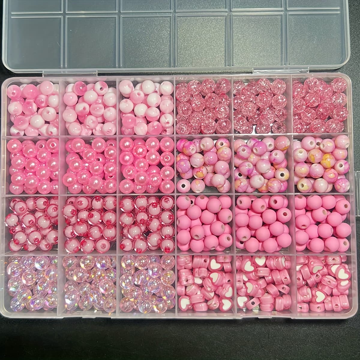 TEMU 600pcs 8mm Pink Acrylic Bead Set, Styles, Perfect For Making, Gifts, Couple Handmade Necklaces, Accessories, Making Phone Chains