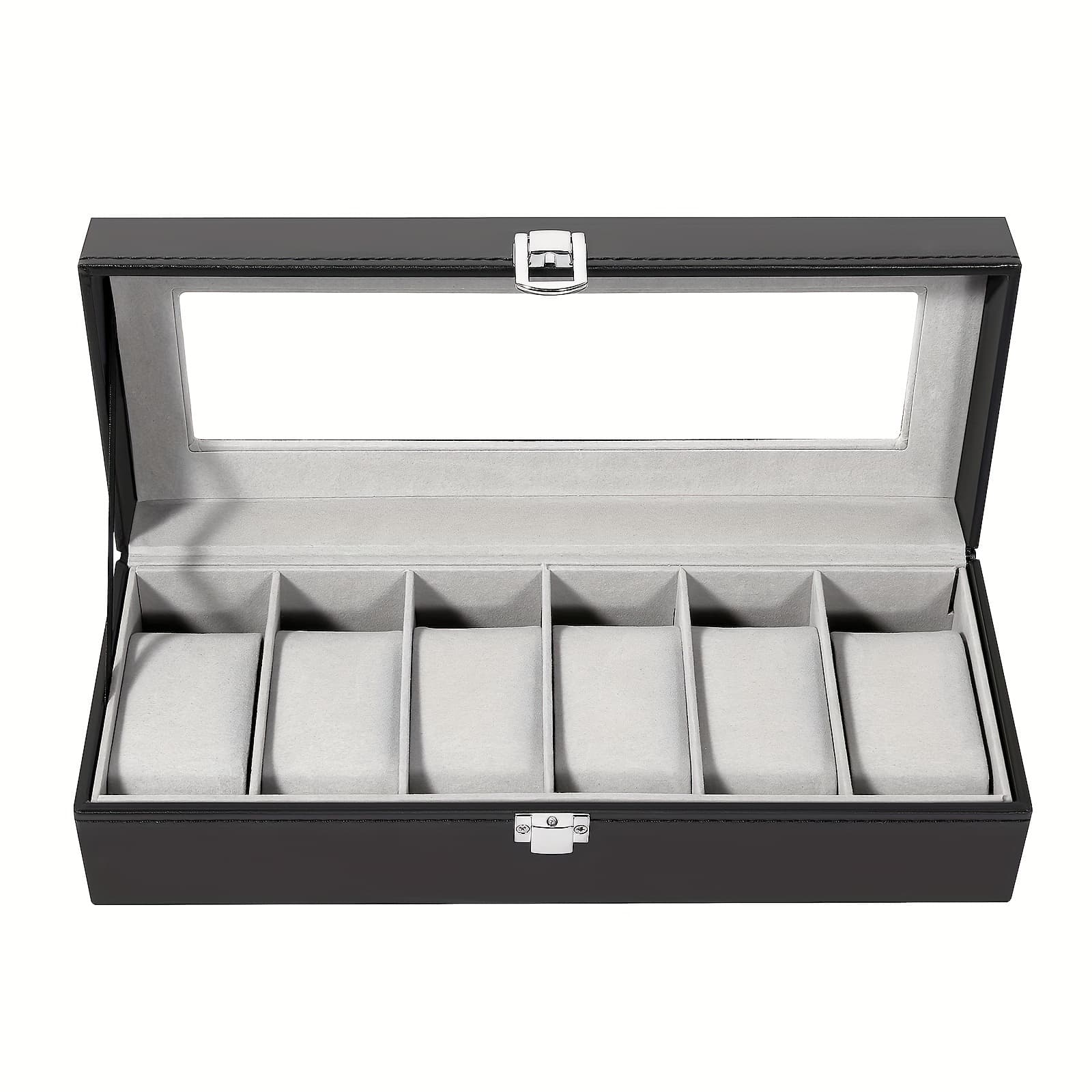 TEMU Watch Box, 6 Slots Watch Case, Watch Box Organizer Jewelry Storage With Large Glass Lid, Watch Display Case, Watch Box For , Decorative Jewelry Boxes