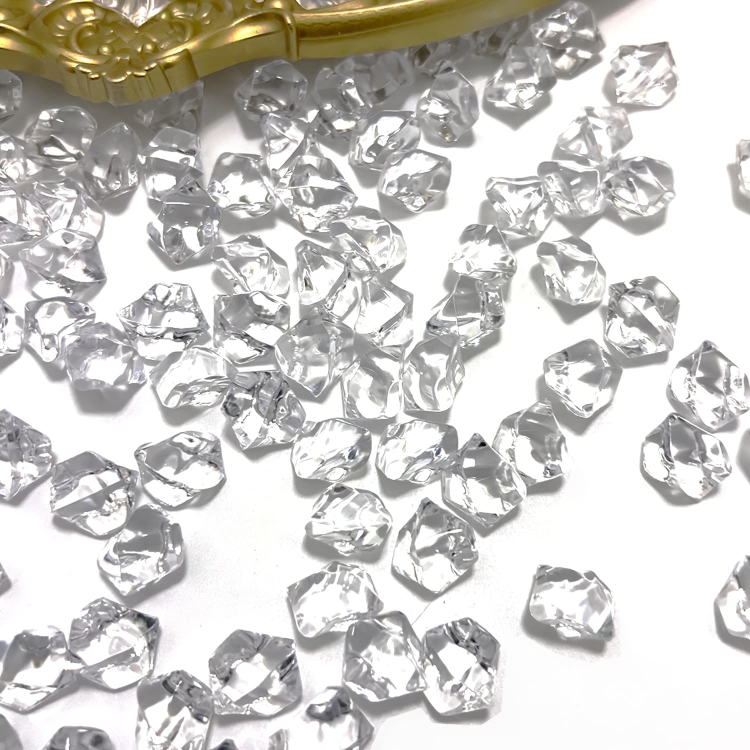 TEMU 160pcs Clear Acrylic Ice Cubes And Crushed Rocks, Fake Diamonds Vase Fillers For Home Decor, Table , Event, Wedding, Photo Prop
