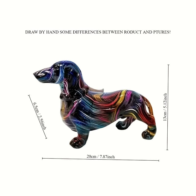 TEMU 1 Vibrant Dachshund Resin Sculpture - Colorful, Reflective American-style Home And Office Decor Statue For Tv Stands, Wine Cabinet, Bedroom Or Apartment – Modern Abs Material，perfect Day Gift