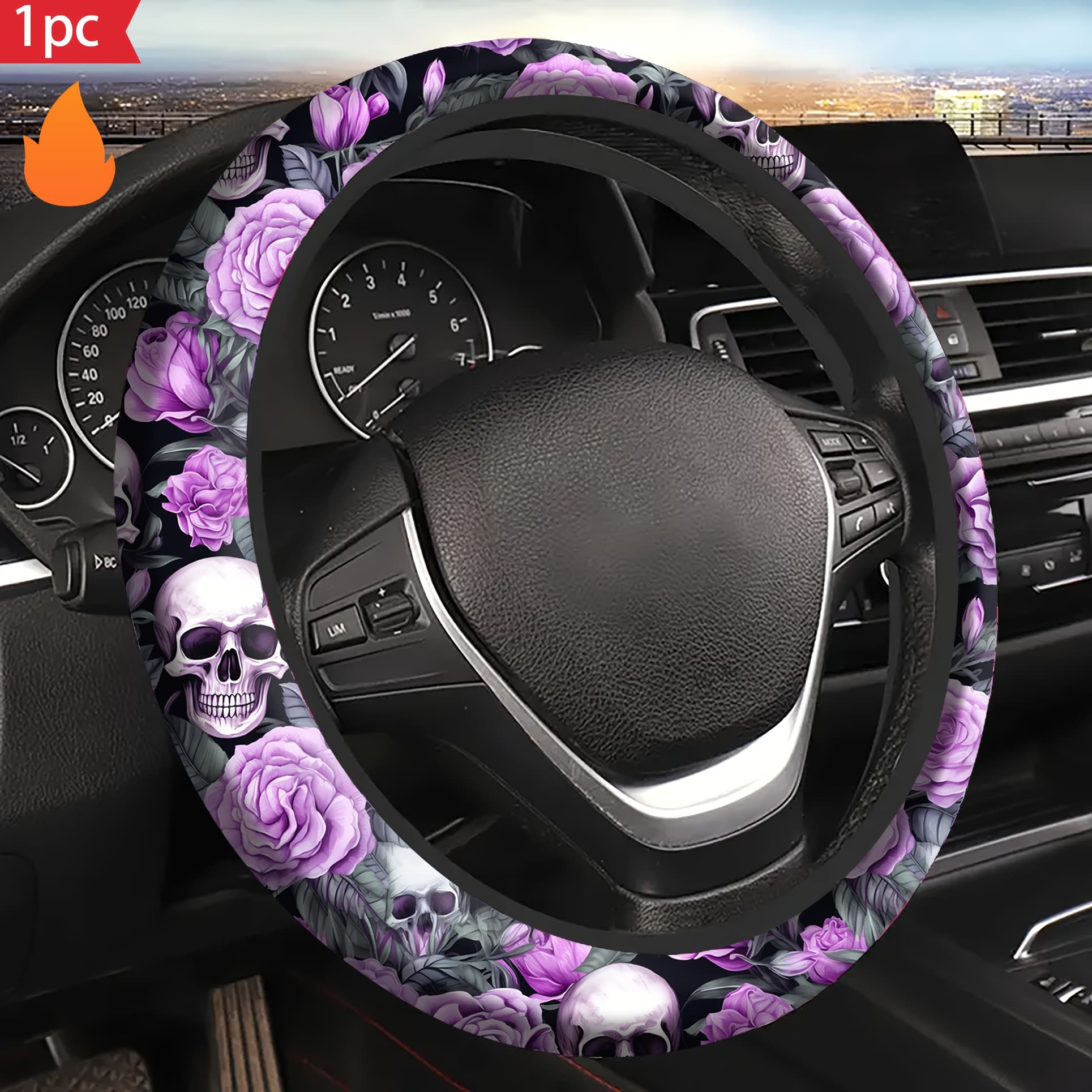 TEMU 15-inch Universal Rose Steering Wheel Of Neoprene Material
