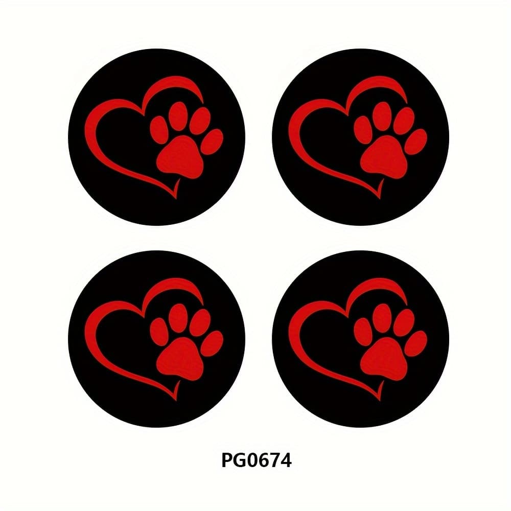 TEMU 4pcs Footprint Cup Mat Car Interior Cup Decoration Water Cup Mat 2.75in Car Cup Mat Car Water Cup Mat, Beverage Mat Beautiful Claw Cup Mat, Gift For
