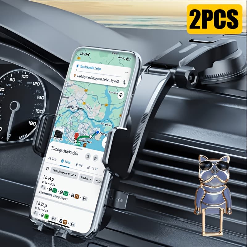 TEMU 2pcs Stylish Model Car Phone Stand Upgrade Adjustable Horizontal And Vertical Phone Stand Universal Suction Cup Stabilizes In-car Navigation Mount For Car Dashboard, Compatible With All Phones