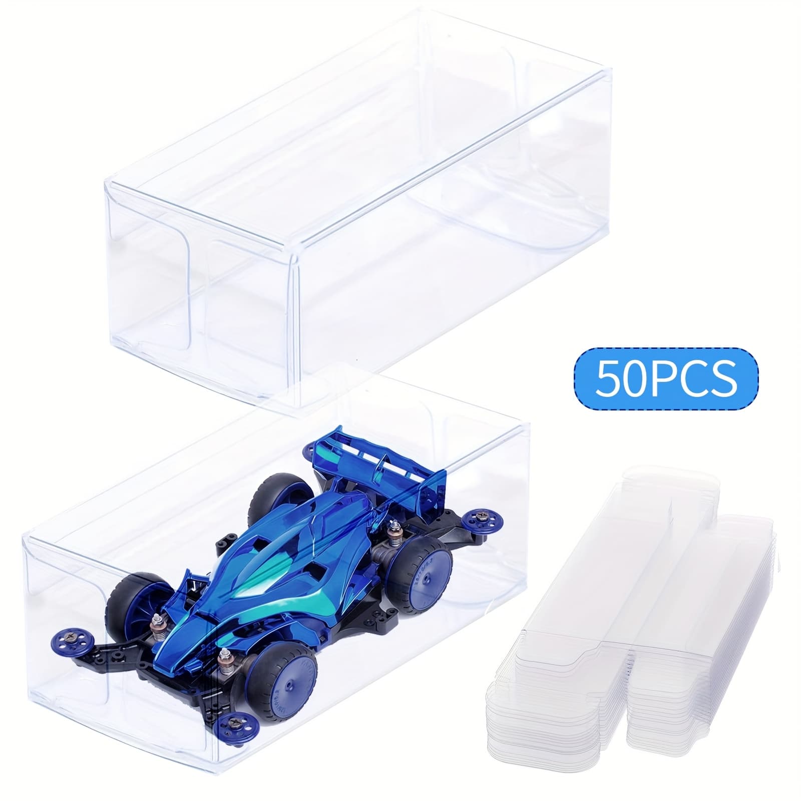 TEMU 50pcs Clear Display Case For 1/64 Scale Car Models, Stackable Storage Box With Snap-fit Lid, Ideal For , Figurines And Collectibles