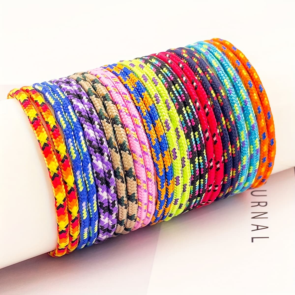TEMU 12pcs Set Of Colorful Nylon Paracord, Simple And Versatile Handmade Braided Wrist Straps, Suitable For Women' Wear
