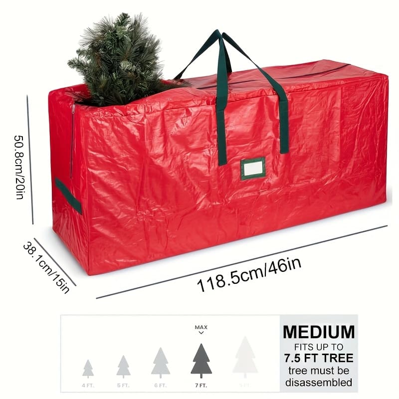 TEMU Waterproof Durable Pvc Christmas Tree Storage Bag - Extra-large With Dual Zipper & Sturdy Handles, Tree Storage