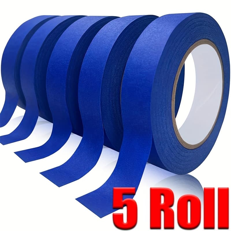 TEMU 5-roll Pack Of Artistic Tape - 0. Wide, 787 Inches Long, Blue High-quality Tape, Suitable For Home And Office, Durable And Strong , Precise Masking And Easy To Remove